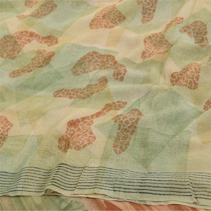 Sanskriti Vintage Sarees Multi Pure Georgette Silk Printed Sari 5yd Craft Sustainable Fabric