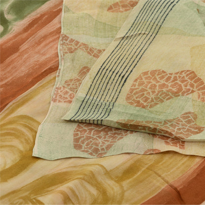 Sanskriti Vintage Sarees Multi Pure Georgette Silk Printed Sari 5yd Craft Sustainable Fabric