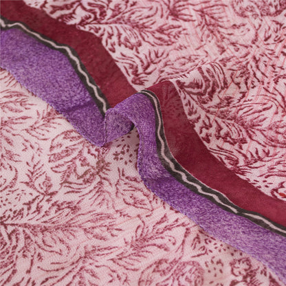 Sanskriti Vintage Sarees Purple Blend Georgette Printed Sari Soft Craft Sustainable Fabric