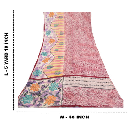 Sanskriti Vintage Sarees Purple Blend Georgette Printed Sari Soft Craft Sustainable Fabric