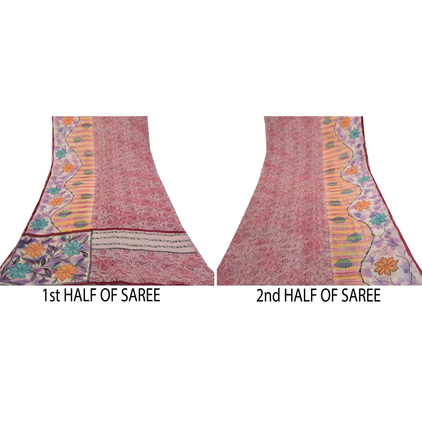 Sanskriti Vintage Sarees Purple Blend Georgette Printed Sari Soft Craft Sustainable Fabric