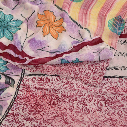 Sanskriti Vintage Sarees Purple Blend Georgette Printed Sari Soft Craft Sustainable Fabric