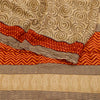 Sanskriti Vintage Sarees Brown Pure Georgette Silk Printed Sari 5yd Craft Sustainable Fabric