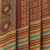 Sanskriti Vintage Sarees Dark Red Pure Georgette Silk Printed Sari Craft Sustainable Fabric