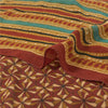 Sanskriti Vintage Sarees Dark Red Pure Georgette Silk Printed Sari Craft Sustainable Fabric