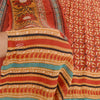 Sanskriti Vintage Sarees Dark Red Pure Georgette Silk Printed Sari Craft Sustainable Fabric
