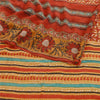 Sanskriti Vintage Sarees Dark Red Pure Georgette Silk Printed Sari Craft Sustainable Fabric