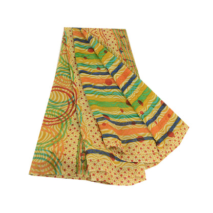 Sanskriti Vintage Sarier Multi Ren Georgette Silke Trykt Sari 5yd Håndværk Bæredygtigt Stoff