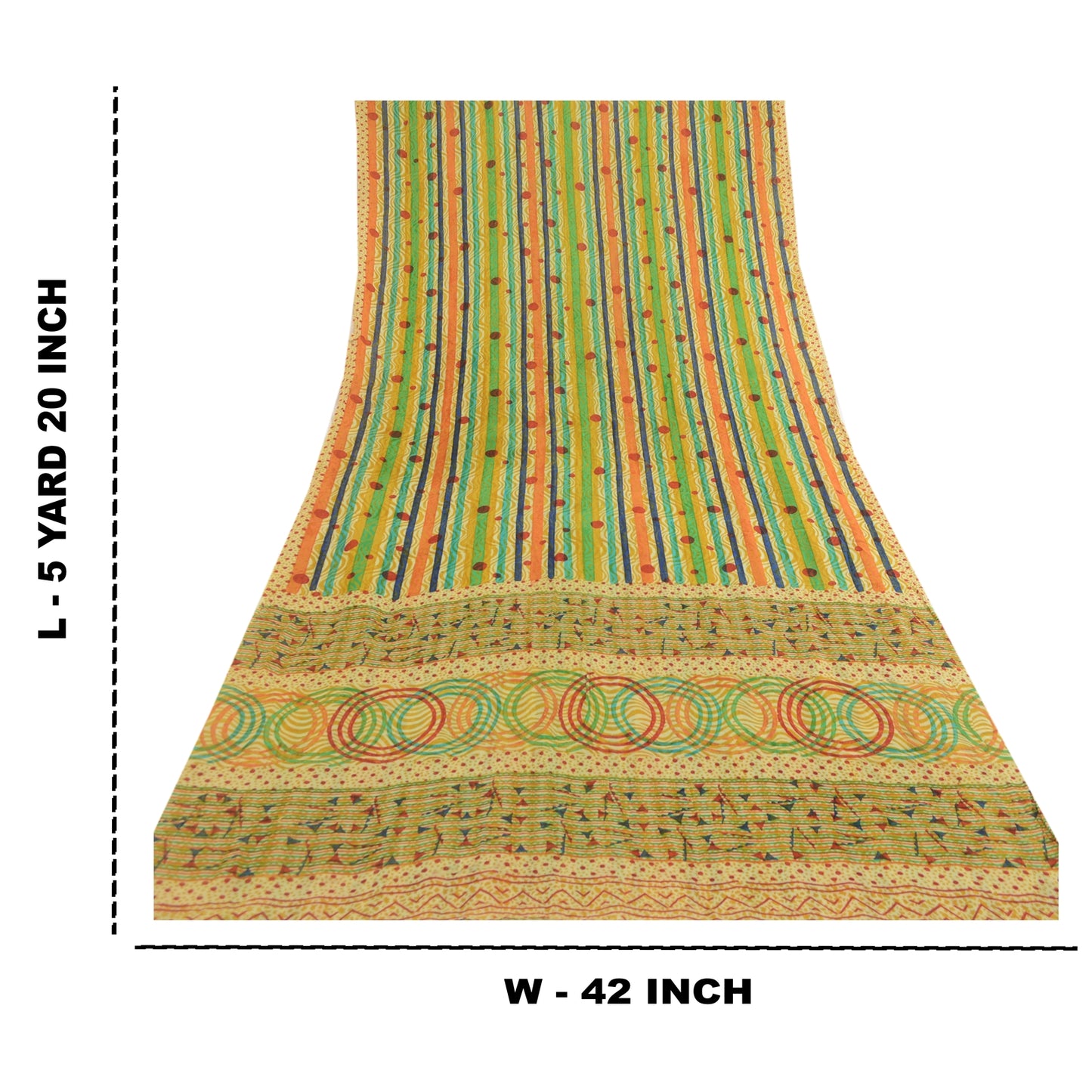Sanskriti Vintage Sarier Multi Ren Georgette Silke Trykt Sari 5yd Håndværk Bæredygtigt Stoff