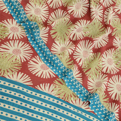 Sanskriti vintage sarier fra Indien rød georgette-trykt sari 5 yards håndværk bæredygtigt stof