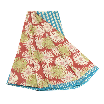 Sanskriti vintage sarier fra Indien rød georgette-trykt sari 5 yards håndværk bæredygtigt stof