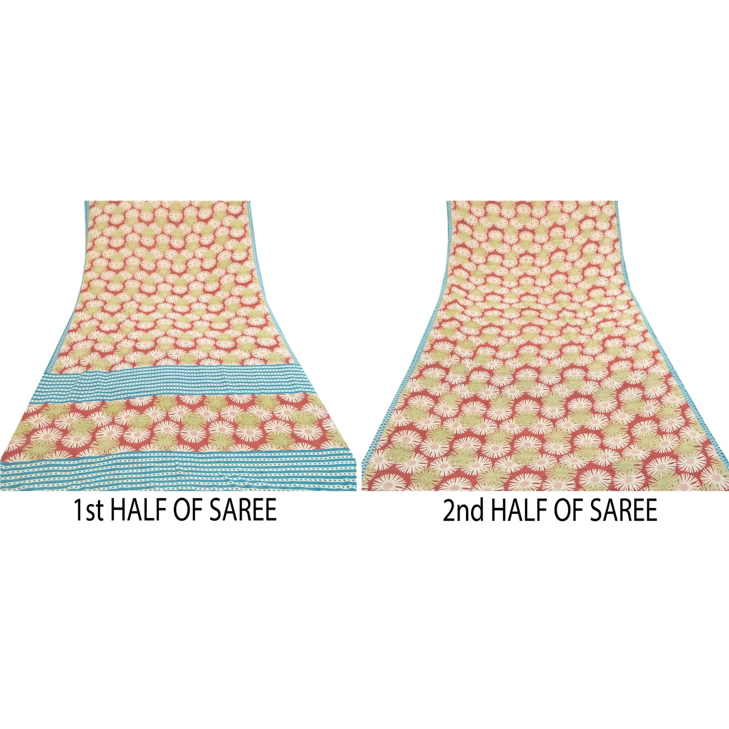 Sanskriti vintage sarier fra Indien rød georgette-trykt sari 5 yards håndværk bæredygtigt stof