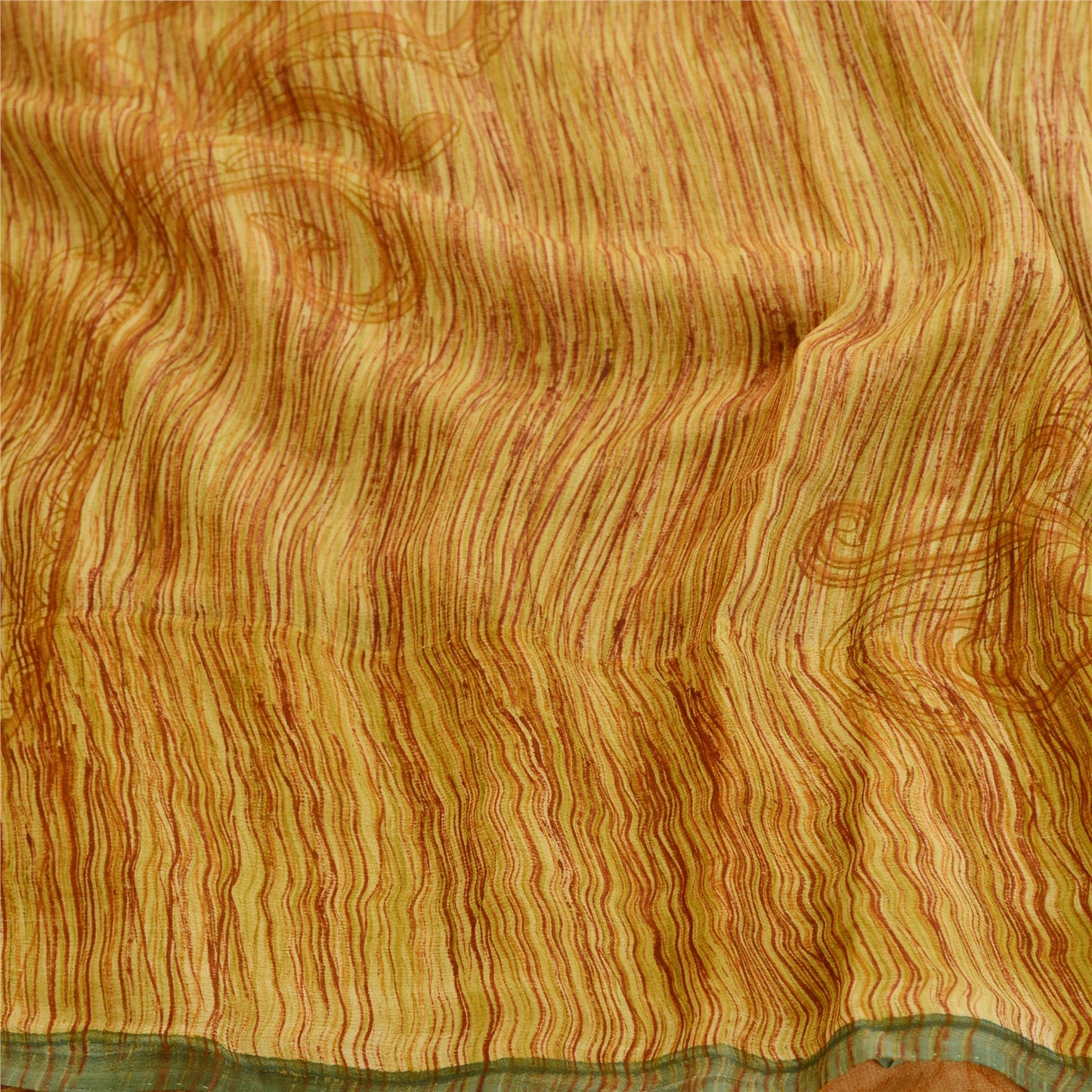 Sanskriti Vintage Sari Sanskriti Vintage 100% Pure Georgette Silk Saffron Printed Sarees Craft Fabric