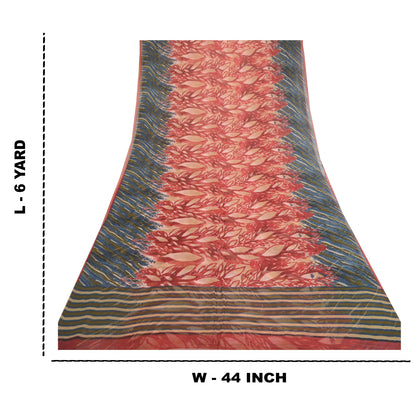 Sanskriti Vintage Dark Red Sarees Pure Georgette Silk Printed Sari Craft Sustainable Fabric
