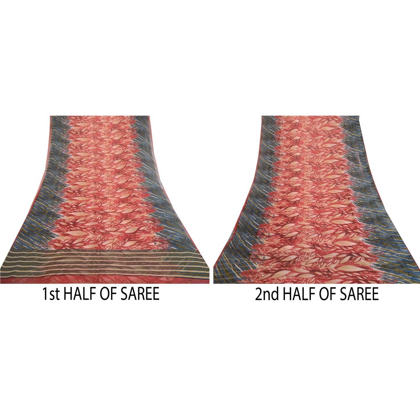 Sanskriti Vintage Dark Red Sarees Pure Georgette Silk Printed Sari Craft Sustainable Fabric