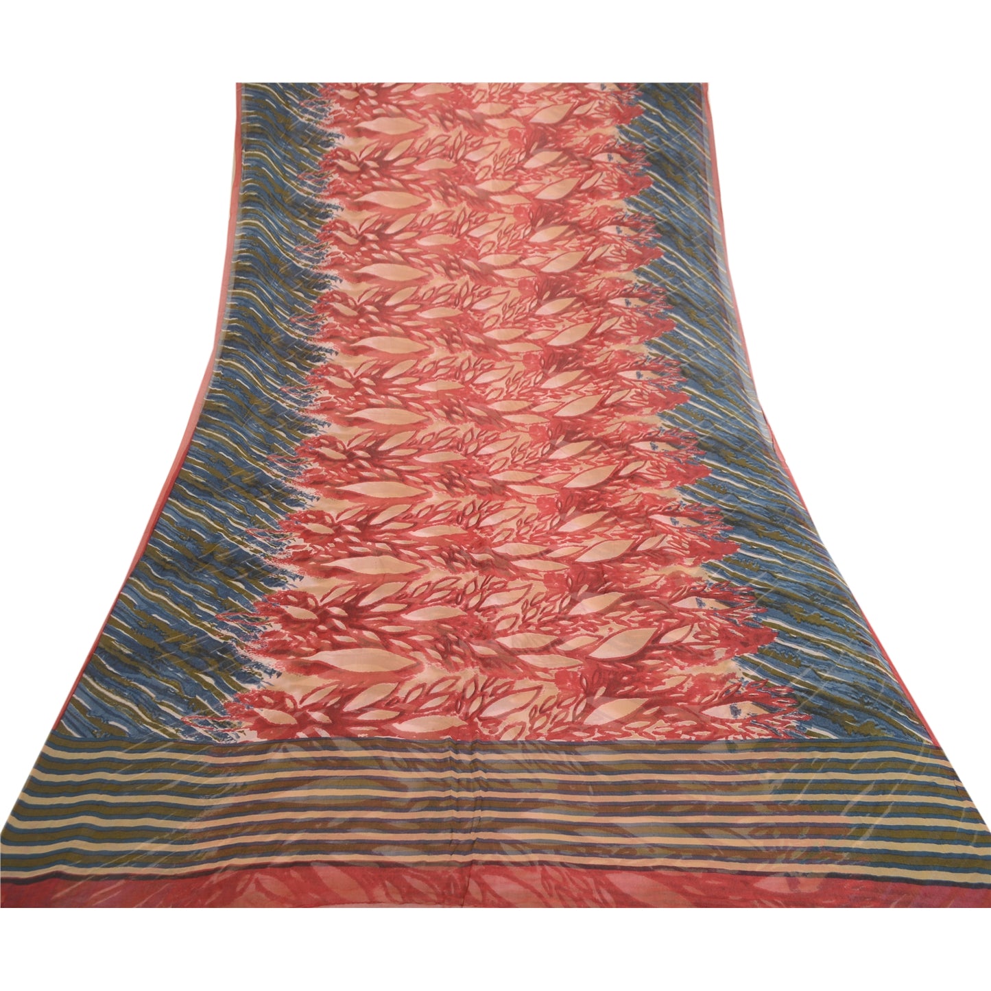 Sanskriti Vintage Dark Red Sarees Pure Georgette Silk Printed Sari Craft Sustainable Fabric