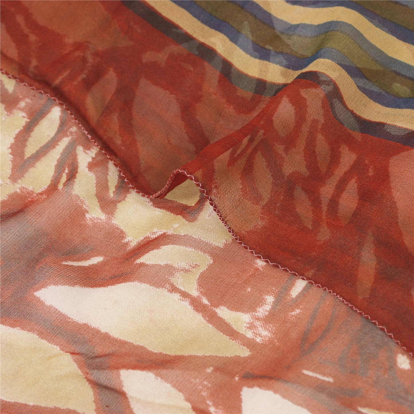 Sanskriti Vintage Dark Red Sarees Pure Georgette Silk Printed Sari Craft Sustainable Fabric