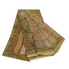Sanskriti Vintage Sari Georgette Printed Green Indian Sarees Craft 5 Yard Fabric For Crafting, Upcycling, or Even Wearing