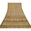 Sanskriti Vintage Sari Georgette Printed Green Indian Sarees Craft 5 Yard Fabric For Crafting, Upcycling, or Even Wearing