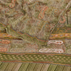 Sanskriti Vintage Sari Georgette Printed Green Indian Sarees Craft 5 Yard Fabric For Crafting, Upcycling, or Even Wearing