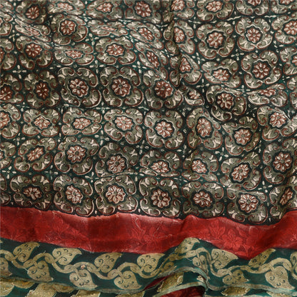 Sanskriti Vintage Green Sarees Pure Georgette Silk Printed Sari Craft Sustainable Fabric