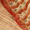 Sanskriti Vintage Sarees Cream Blend Georgette Zari Work Print Sari Craft Sustainable Fabric
