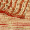 Sanskriti Vintage Sarees Cream Blend Georgette Zari Work Print Sari Craft Sustainable Fabric
