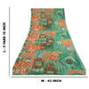 Sanskriti Vintage Sari Georgette From India Green Printed Sarees 5 Yd Craft Fabric Create-Floral Dresses, Kaftans, Skirts, Tops