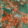Sanskriti Vintage Sari Georgette From India Green Printed Sarees 5 Yd Craft Fabric Create-Floral Dresses, Kaftans, Skirts, Tops