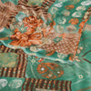 Sanskriti Vintage Sari Georgette From India Green Printed Sarees 5 Yd Craft Fabric Create-Floral Dresses, Kaftans, Skirts, Tops