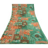 Sanskriti Vintage Sari Georgette From India Green Printed Sarees 5 Yd Craft Fabric Create-Floral Dresses, Kaftans, Skirts, Tops