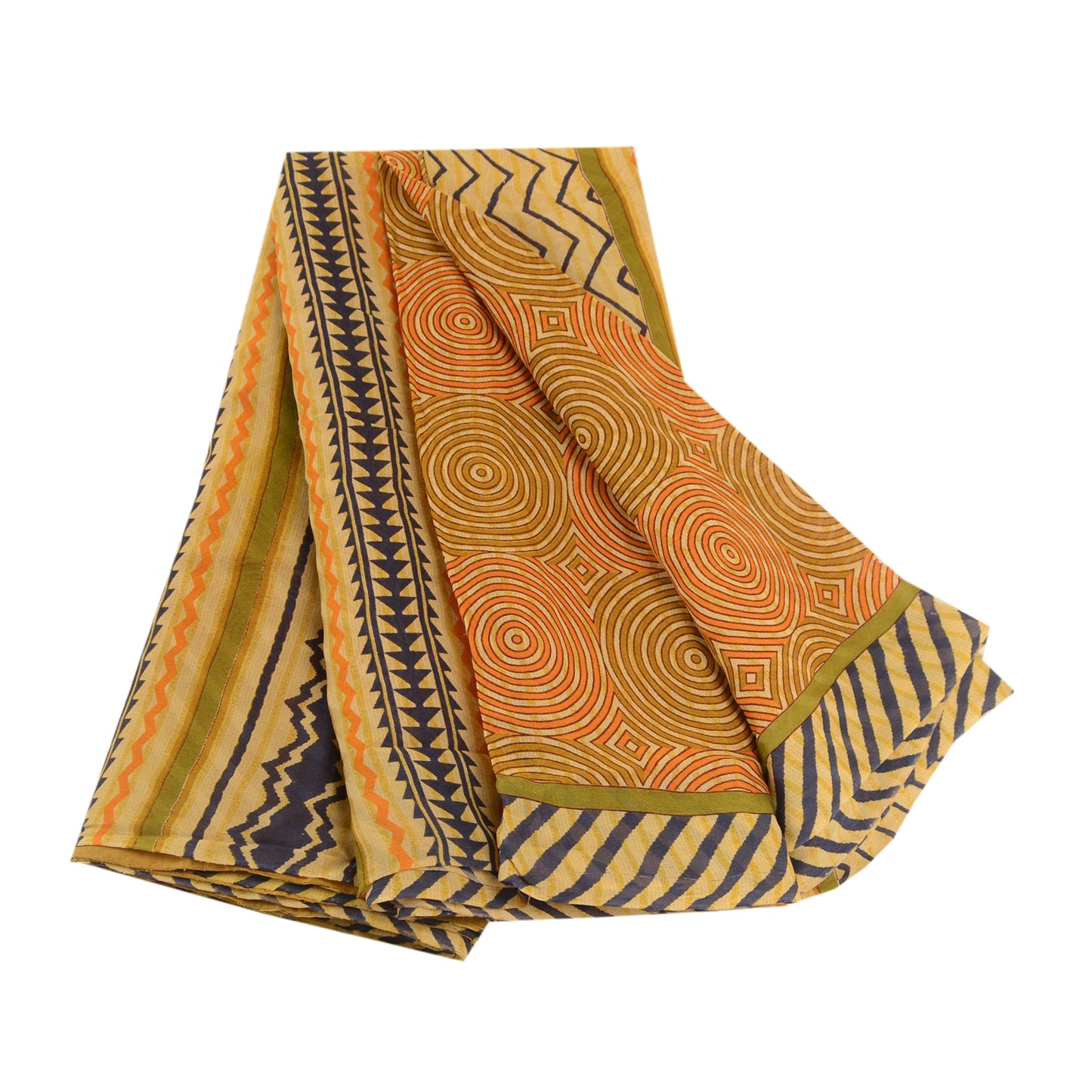 Sanskriti Vintage Sarees Indian Multi Blend Georgette Printed Sari Craft Sustainable Fabric