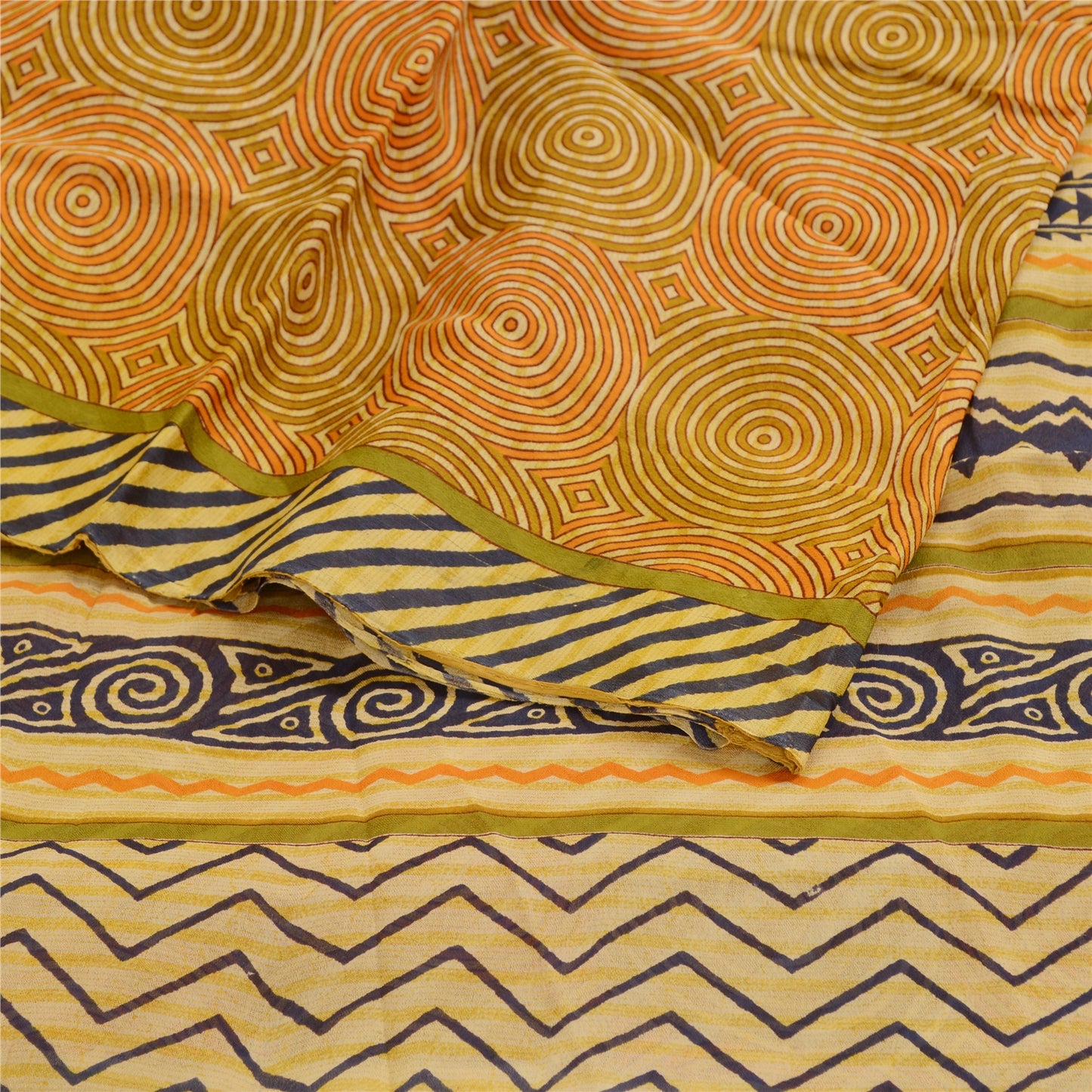 Sanskriti Vintage Sarees Indian Multi Blend Georgette Printed Sari Craft Sustainable Fabric