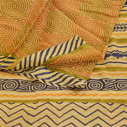 Sanskriti Vintage Sarees Indian Multi Blend Georgette Printed Sari Craft Sustainable Fabric