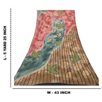 Sanskriti Vintage Saree Multi Printed Pure Georgette Silk Sari Soft Craft Sustainable Fabric