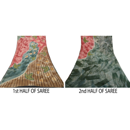 Sanskriti Vintage Saree Multi Printed Pure Georgette Silk Sari Soft Craft Sustainable Fabric