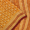 Sanskriti Vintage Saree Orange Printed Pure Chiffon Silk Sari 5yd Craft Sustainable Fabric