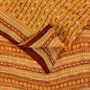 Sanskriti Vintage Saree Orange Printed Pure Chiffon Silk Sari 5yd Craft Sustainable Fabric