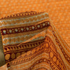 Sanskriti Vintage Saree Orange Printed Pure Chiffon Silk Sari 5yd Craft Sustainable Fabric