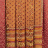 Sanskriti Vintage Saree Orange Pure Georgette Silk Printed Woven Sari 5yd Sustainable Fabric