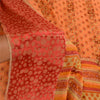 Sanskriti Vintage Saree Orange Pure Georgette Silk Printed Woven Sari 5yd Sustainable Fabric