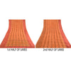 Sanskriti Vintage Saree Orange Pure Georgette Silk Printed Woven Sari 5yd Sustainable Fabric