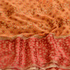 Sanskriti Vintage Saree Orange Pure Georgette Silk Printed Woven Sari 5yd Sustainable Fabric