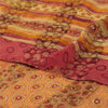 Sanskriti Vintage Saree Orange Pure Georgette Silk Printed Woven Sari 5yd Sustainable Fabric