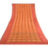 Sanskriti Vintage Saree Orange Pure Georgette Silk Printed Woven Sari 5yd Sustainable Fabric