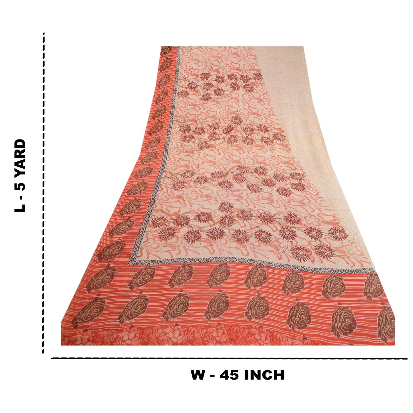 Sanskriti Vintage Saree Pink Pure Georgette Silk Printed Sari 5yd Craft Sustainable Fabric