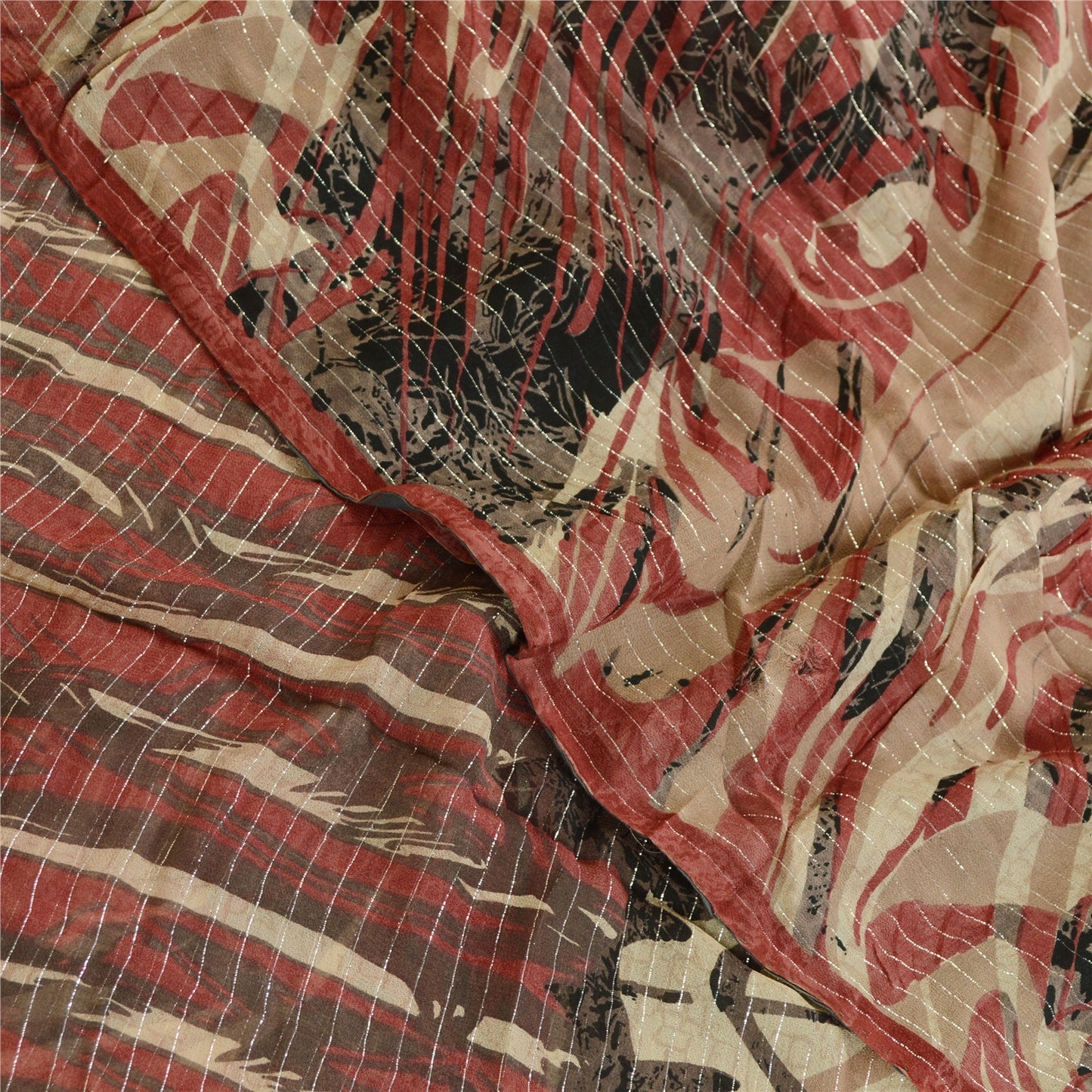 Sanskriti Vintage Saree Black Blend Georgette Woven Printed Sari Craft Sustainable Fabric