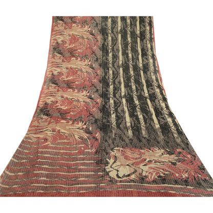 Sanskriti Vintage Saree Black Blend Georgette Woven Printed Sari Craft Sustainable Fabric