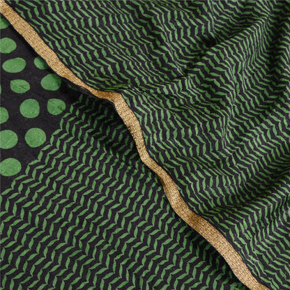 Sanskriti Vintage Saree Indian Black Blend Georgette Printed Sari Craft Sustainable Fabric