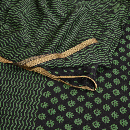 Sanskriti Vintage Saree Indian Black Blend Georgette Printed Sari Craft Sustainable Fabric